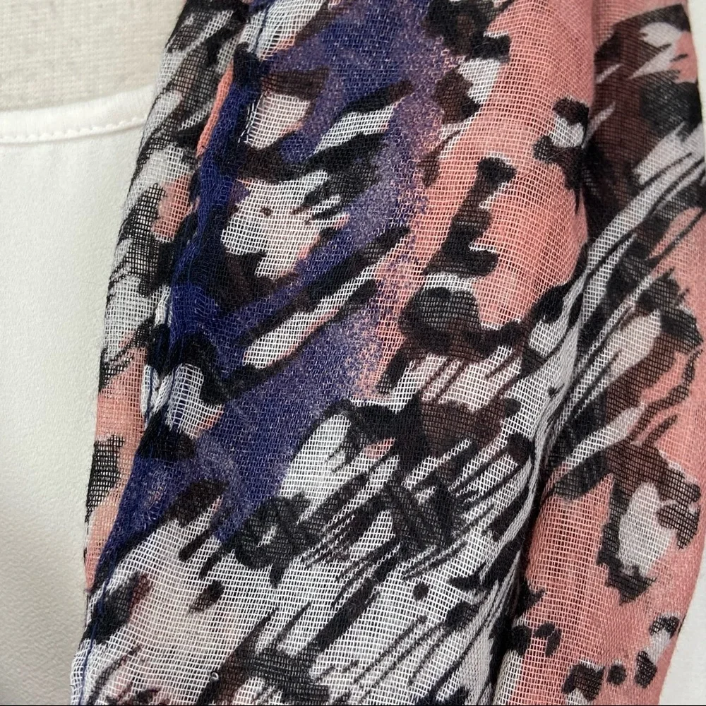 Infinity Scarf Pink Black Leopard Print Chiffon with Beads
